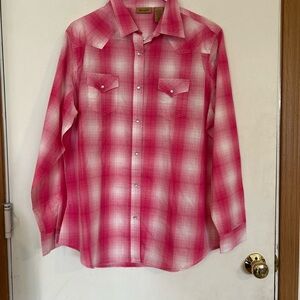 Wrangler Rancher Shirt
Womens XXL Pink & White Long Sleeve Pockets Snap Western